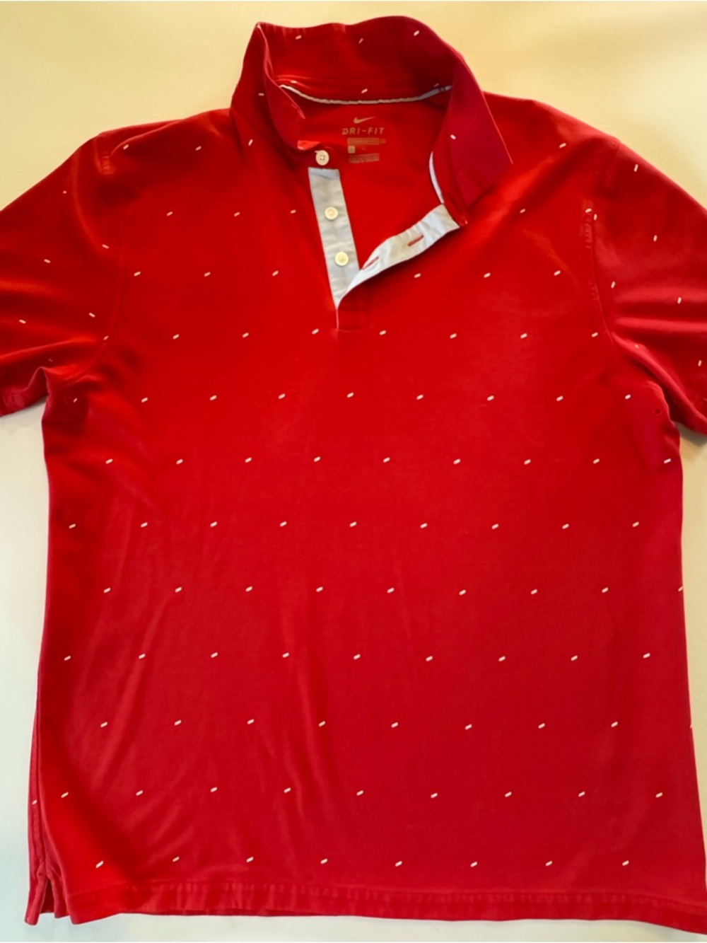 Nike Men's Red Polo with White Dot Accent
